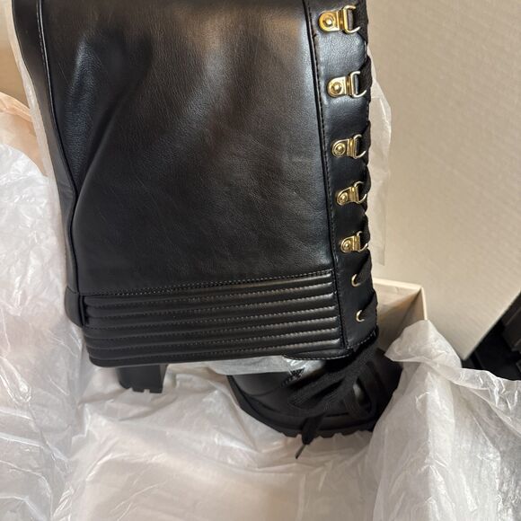 JustFab Eliza Heeled Boots Black Side Zip Fashion Womens 9 Moto Boho Biker Chic - Picture 8 of 8